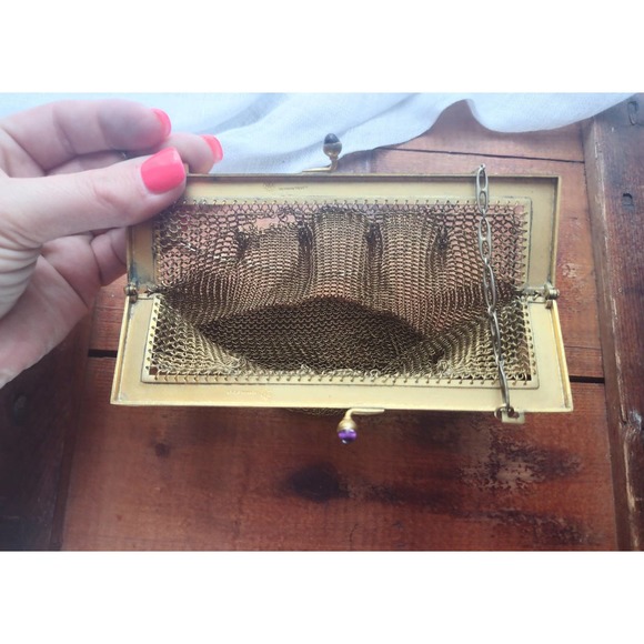 Antique Victorian German Silver Gold Wash Mesh Chainmail Evening Handbag Purse - Picture 5 of 7